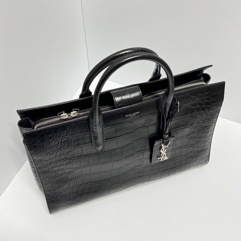 (超新💝) YSL 聖羅蘭 全黑鱷魚紋 托特+手提+斜背包 專櫃13.6萬!-23