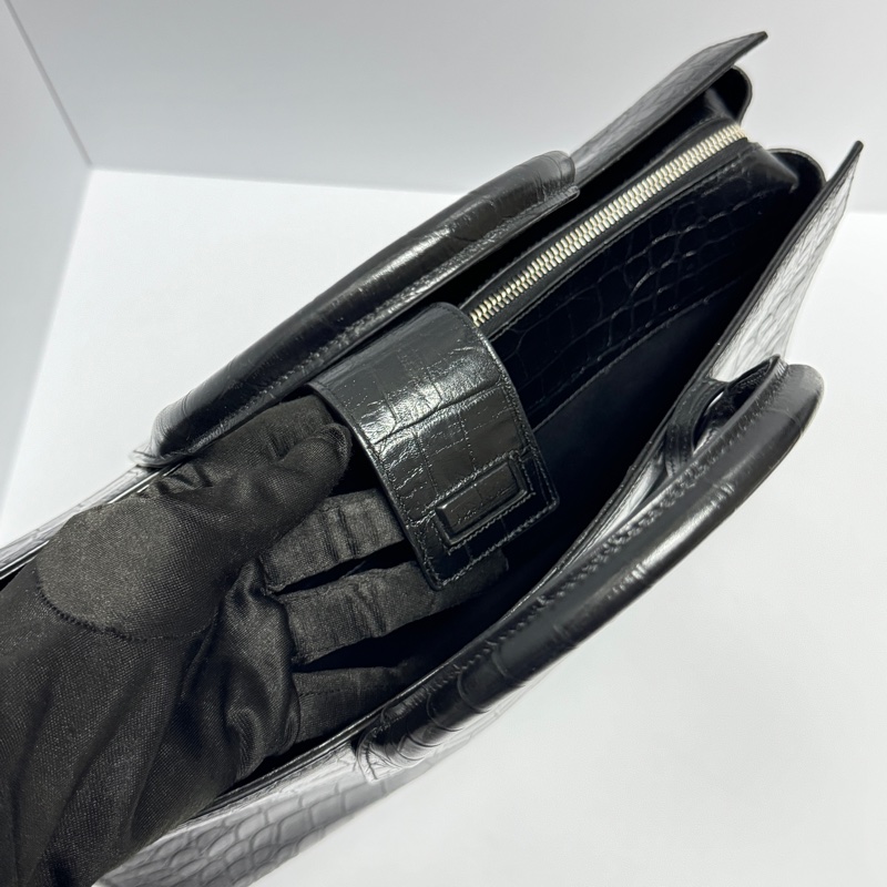 (超新💝) YSL 聖羅蘭 全黑鱷魚紋 托特+手提+斜背包 專櫃13.6萬!-24