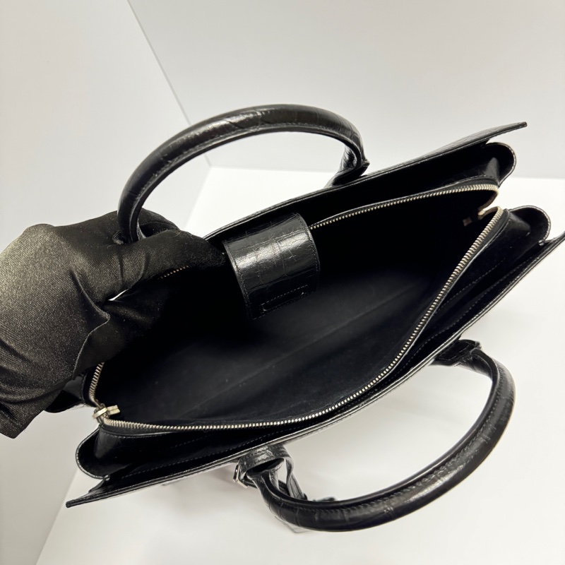 (超新💝) YSL 聖羅蘭 全黑鱷魚紋 托特+手提+斜背包 專櫃13.6萬!-26