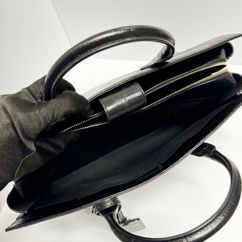 (超新💝) YSL 聖羅蘭 全黑鱷魚紋 托特+手提+斜背包 專櫃13.6萬!-27