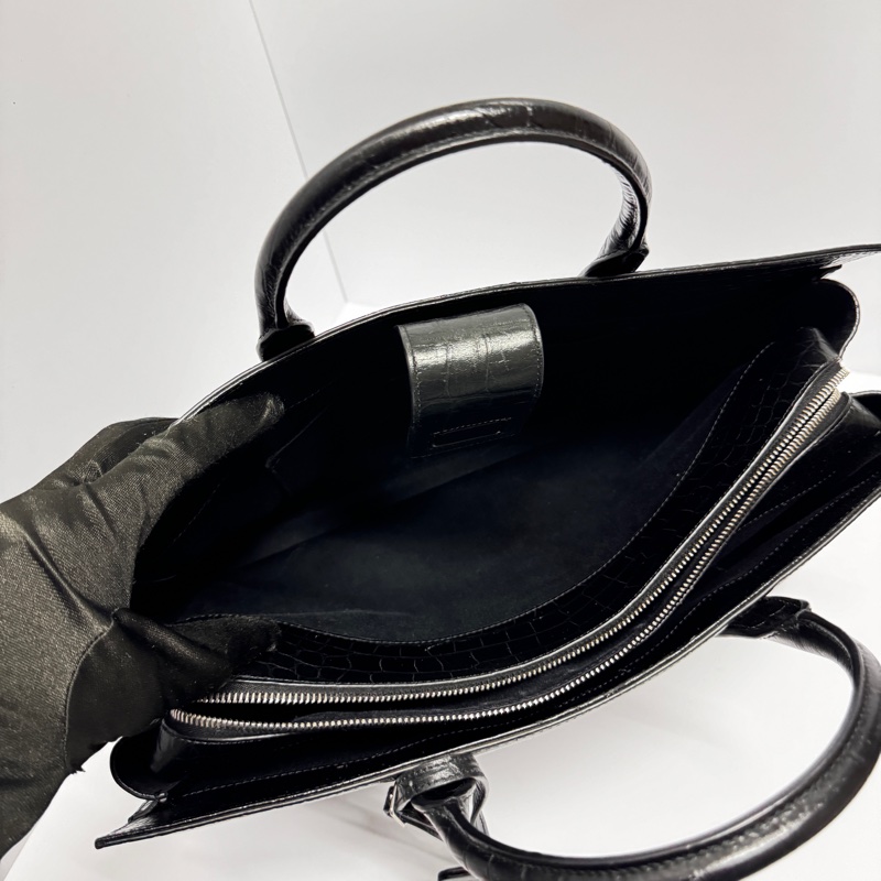 (超新💝) YSL 聖羅蘭 全黑鱷魚紋 托特+手提+斜背包 專櫃13.6萬!-28