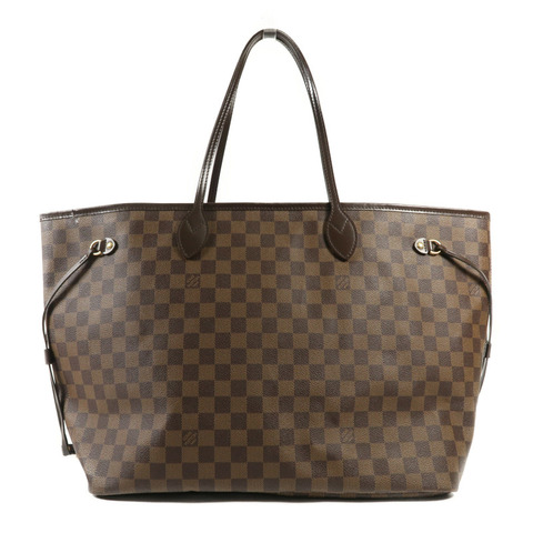 LOUIS VUITTON Damier Neverfull GM金扣肩背袋棕色