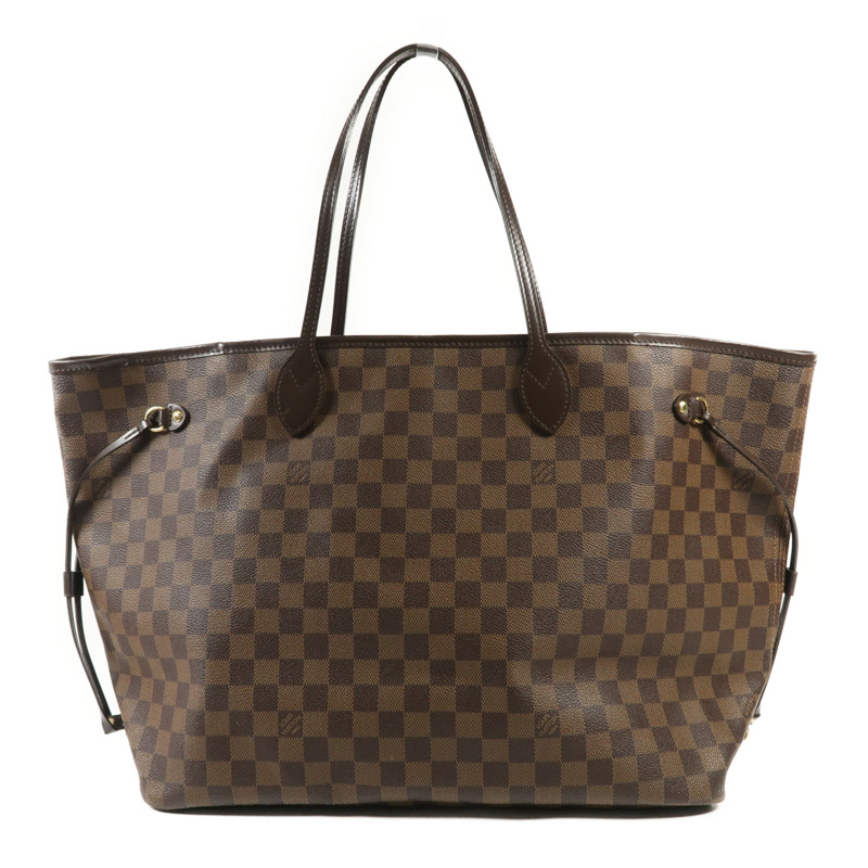 LOUIS VUITTON Damier Neverfull GM金扣肩背袋棕色-1