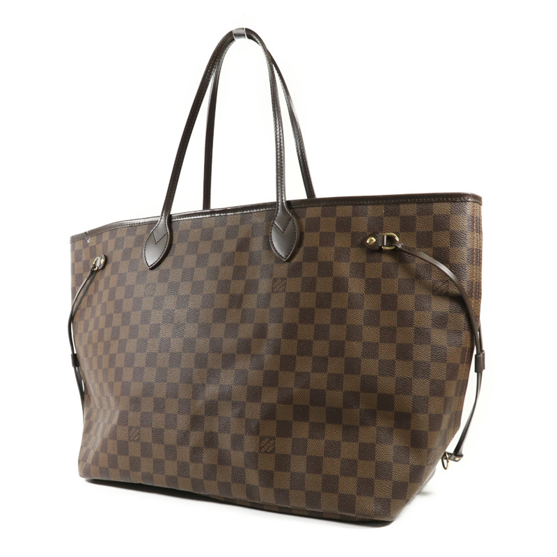 LOUIS VUITTON Damier Neverfull GM金扣肩背袋棕色-2