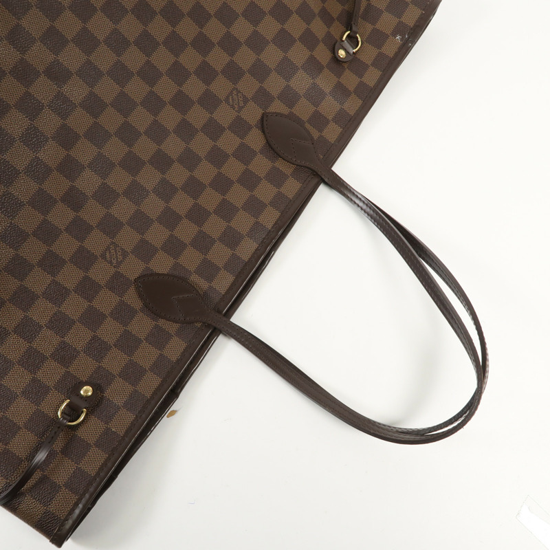LOUIS VUITTON Damier Neverfull GM金扣肩背袋棕色-7