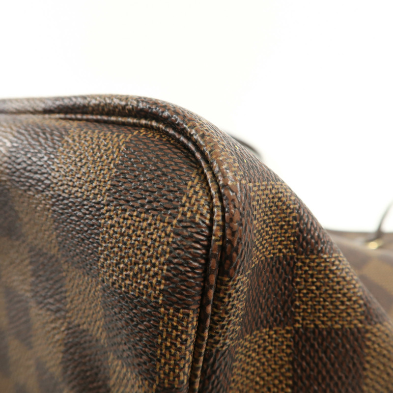 LOUIS VUITTON Damier Neverfull GM金扣肩背袋棕色-11
