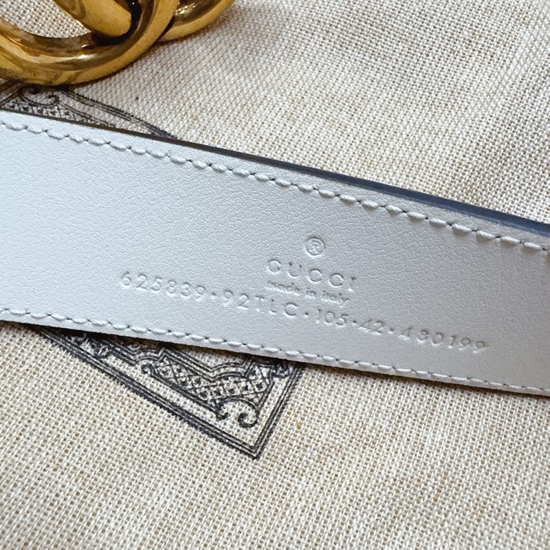全新Gucci Marmont 奶白拼接老花皮帶 GG皮帶-7