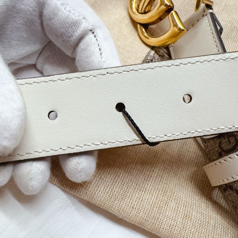 全新Gucci Marmont 奶白拼接老花皮帶 GG皮帶-9