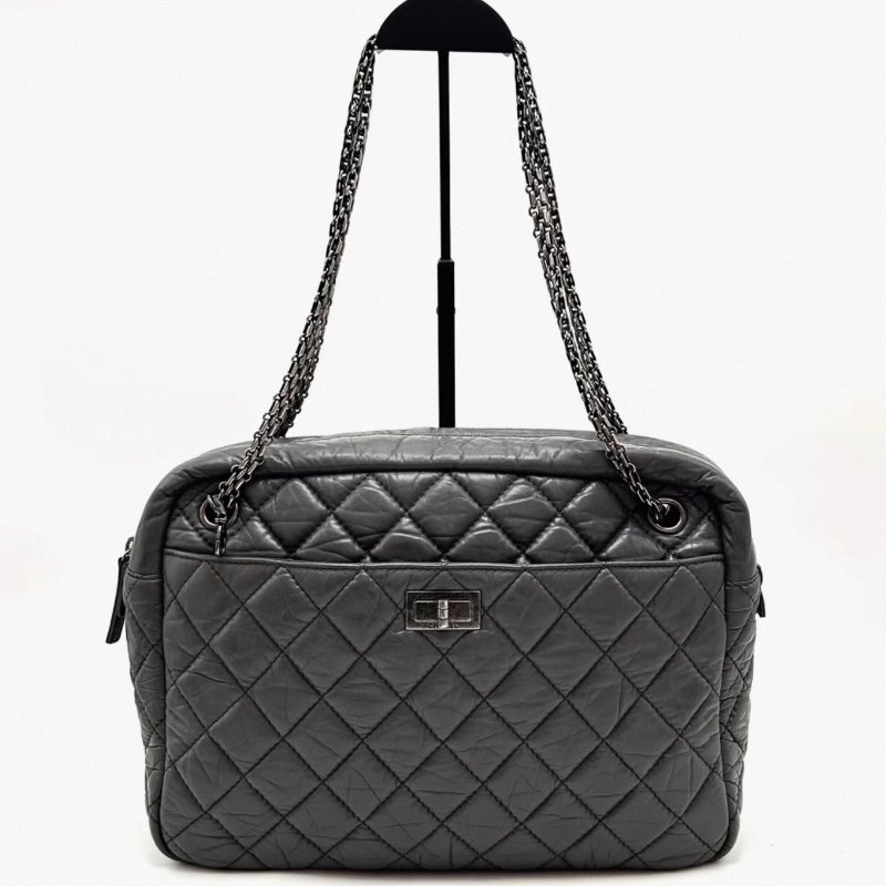 CHANEL 灰銀2.55大號肩背斜背相機包 31*22*10 98新配件塵袋-0