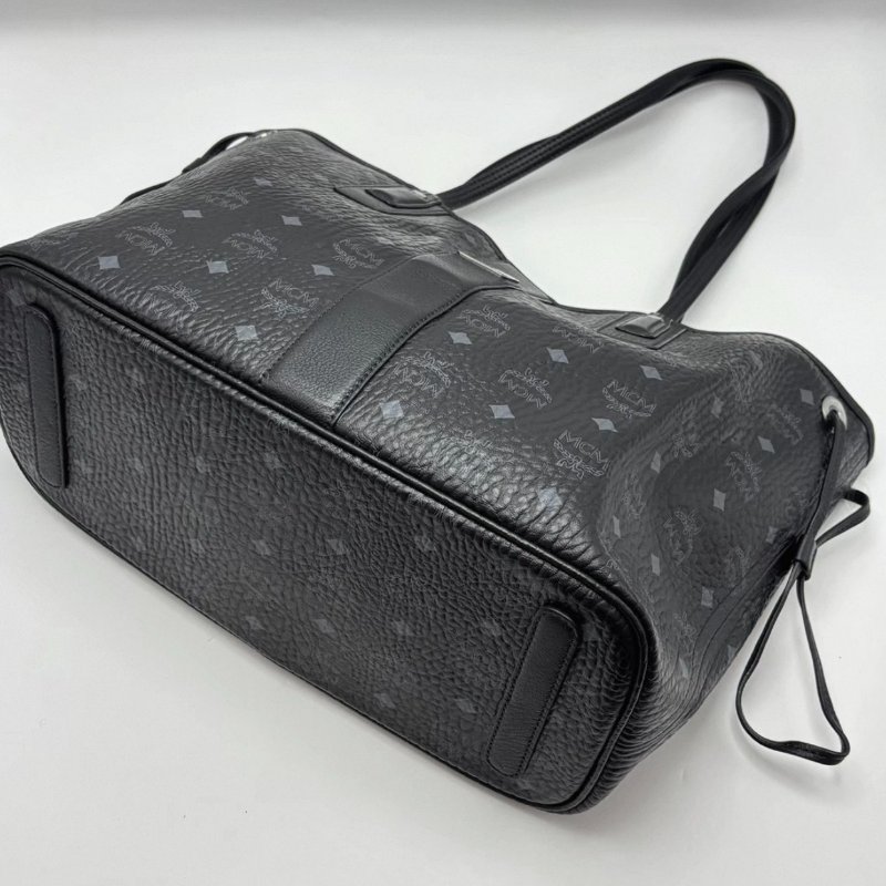 MCM經典老花黑銀手提肩背購物袋 36*28*16 99新配件塵袋-1