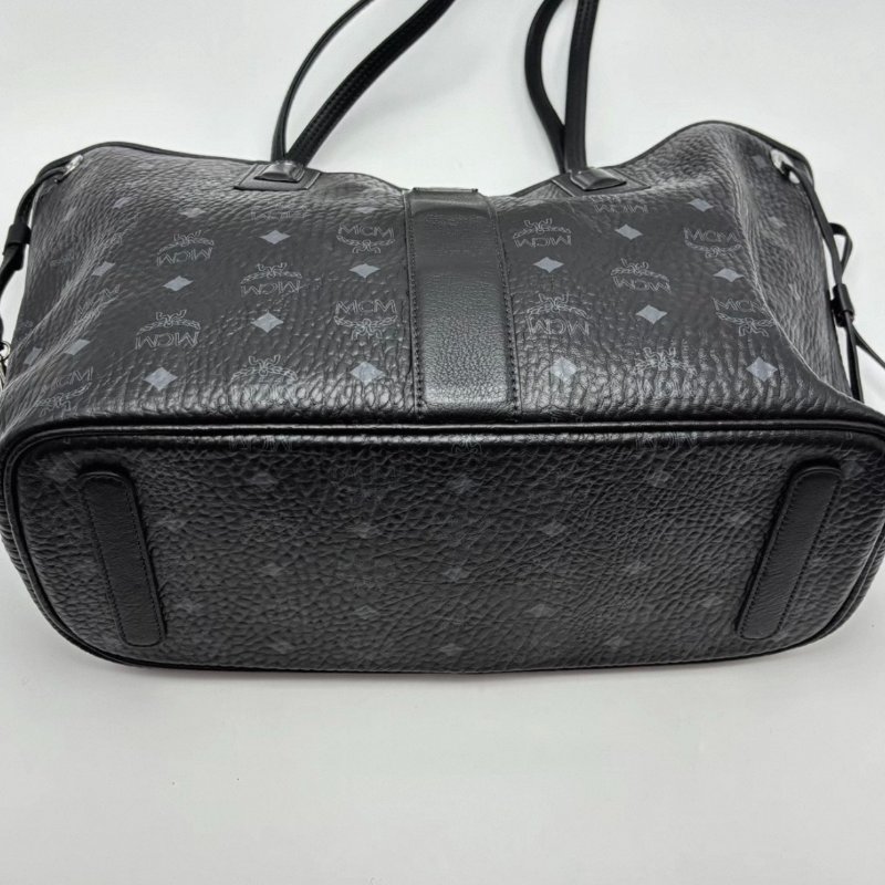 MCM經典老花黑銀手提肩背購物袋 36*28*16 99新配件塵袋-2