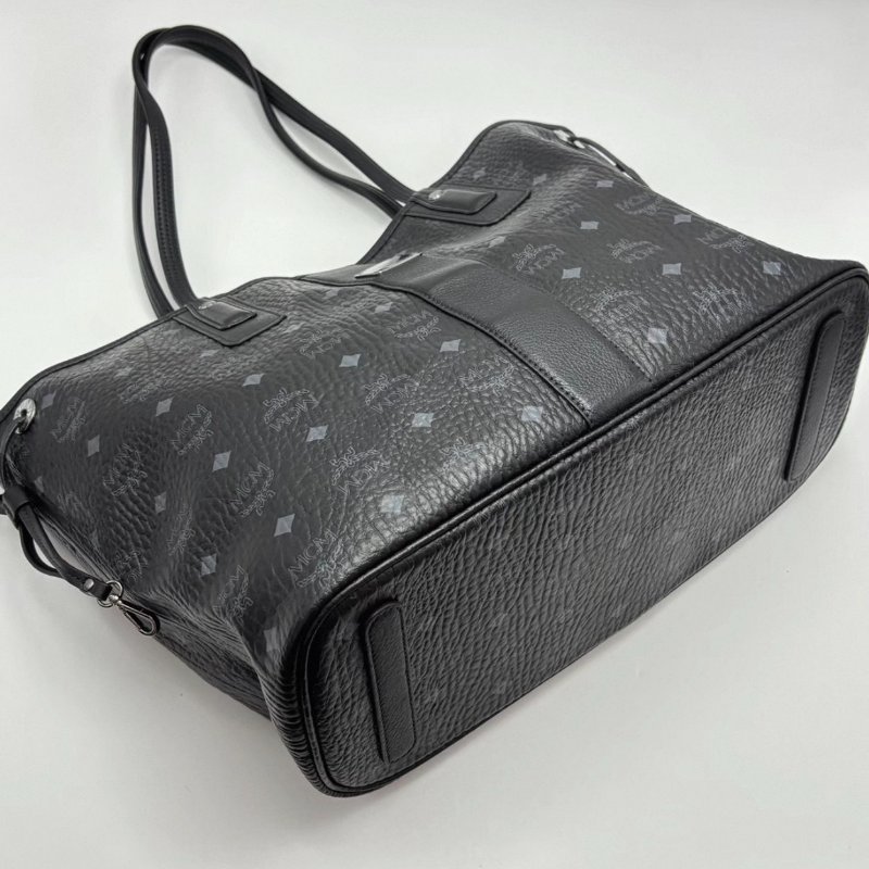 MCM經典老花黑銀手提肩背購物袋 36*28*16 99新配件塵袋-3