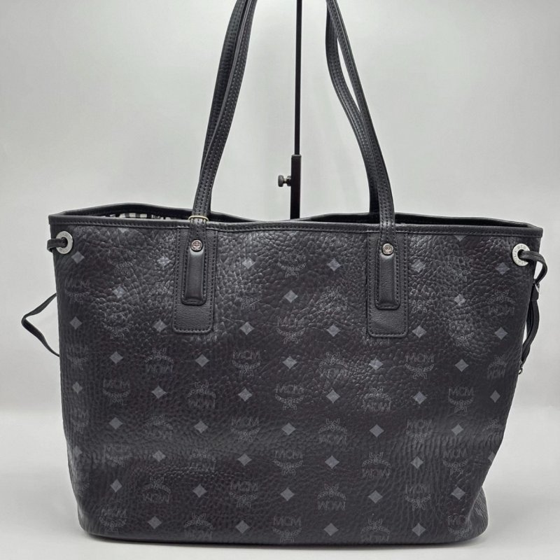 MCM經典老花黑銀手提肩背購物袋 36*28*16 99新配件塵袋-5