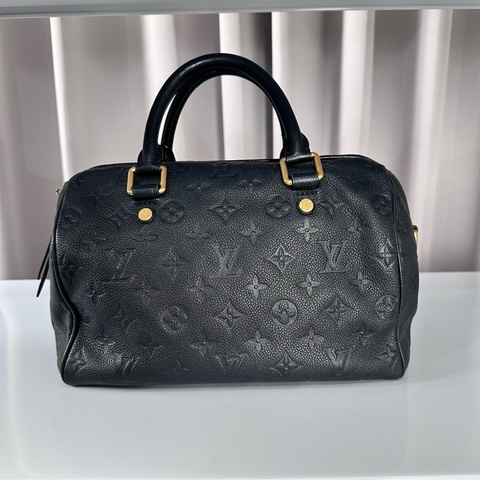 LV全皮款老花壓紋 speedy25 波士頓枕頭包