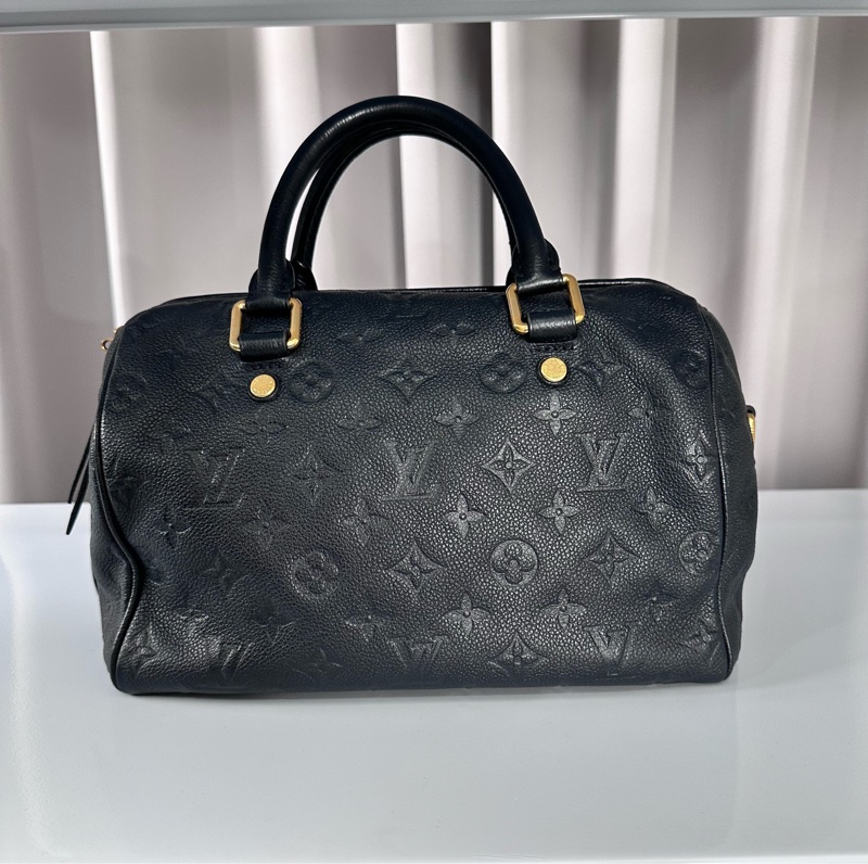 LV全皮款老花壓紋 speedy25 波士頓枕頭包-0