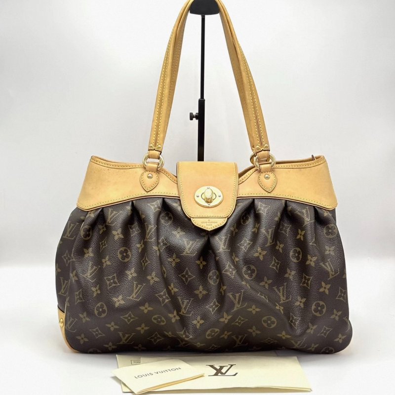 LV 經典老花金豆豆手提肩背元寶包 39*27*13 98新配件購證塵袋-0