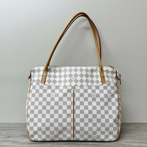 LV 經典白棋盤格手提肩背托特包 35*25*16 98新配件塵袋