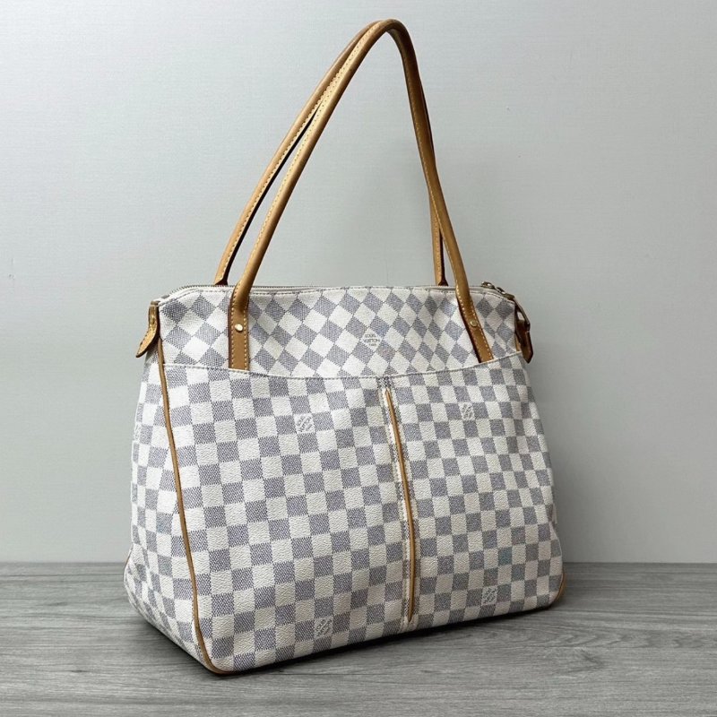 LV 經典白棋盤格手提肩背托特包 35*25*16 98新配件塵袋-2