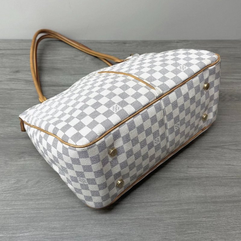 LV 經典白棋盤格手提肩背托特包 35*25*16 98新配件塵袋-3