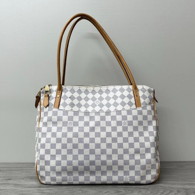 LV 經典白棋盤格手提肩背托特包 35*25*16 98新配件塵袋-5