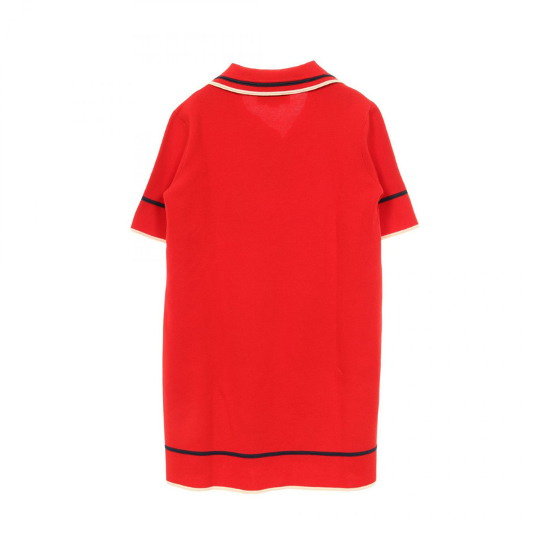 GUCCI 紅色 Polo 洋裝 #S 短袖棉絲混紡 二手女裝-1