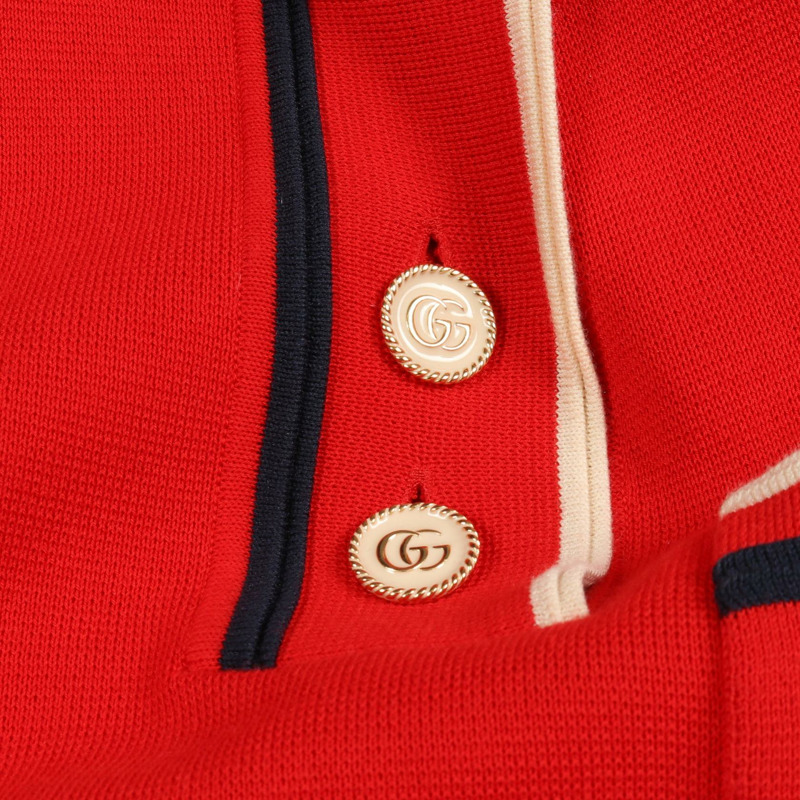 GUCCI 紅色 Polo 洋裝 #S 短袖棉絲混紡 二手女裝-9