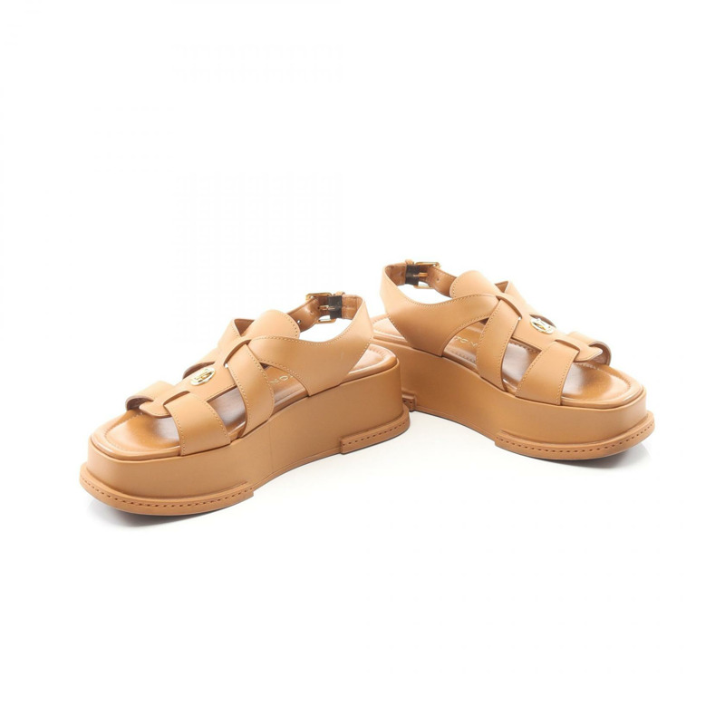 路易威登 Maya 系列涼鞋 #38 棕色皮革二手女鞋-2