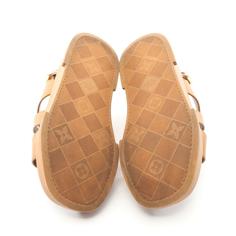 路易威登 Maya 系列涼鞋 #38 棕色皮革二手女鞋-3