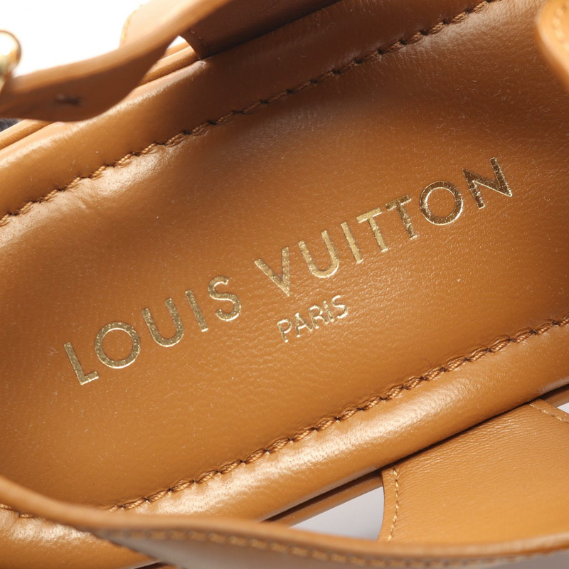 路易威登 Maya 系列涼鞋 #38 棕色皮革二手女鞋-4