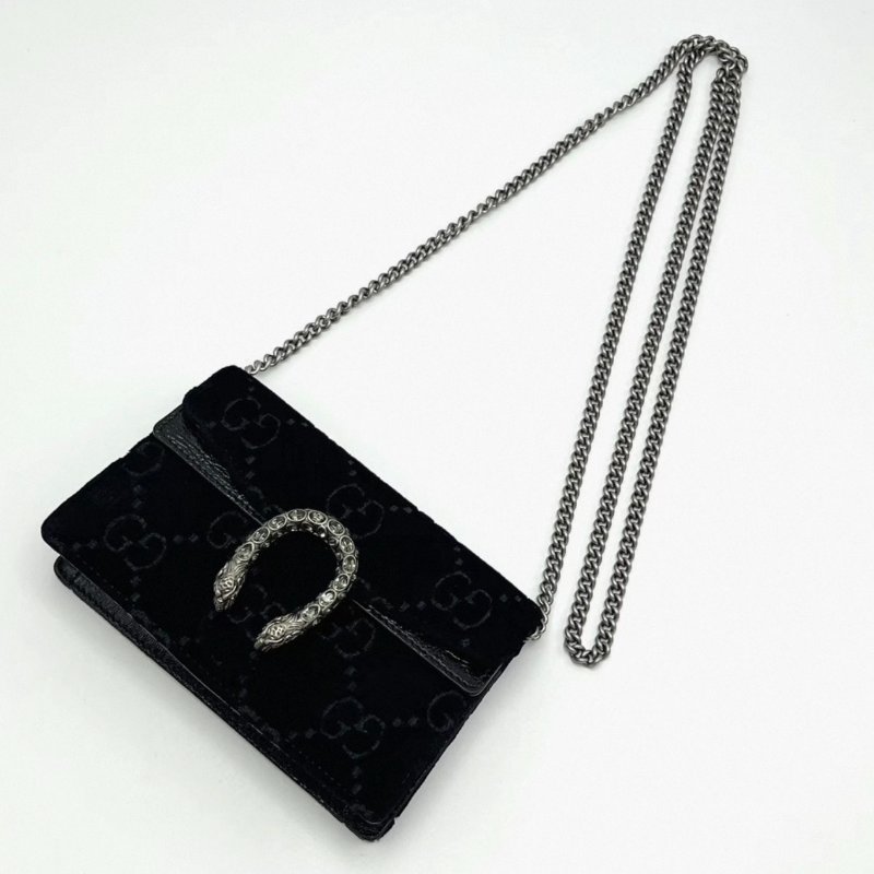 GUCCI 黑色絲絨酒神mini肩背斜背包16.5*10*4 99新配件塵袋-1