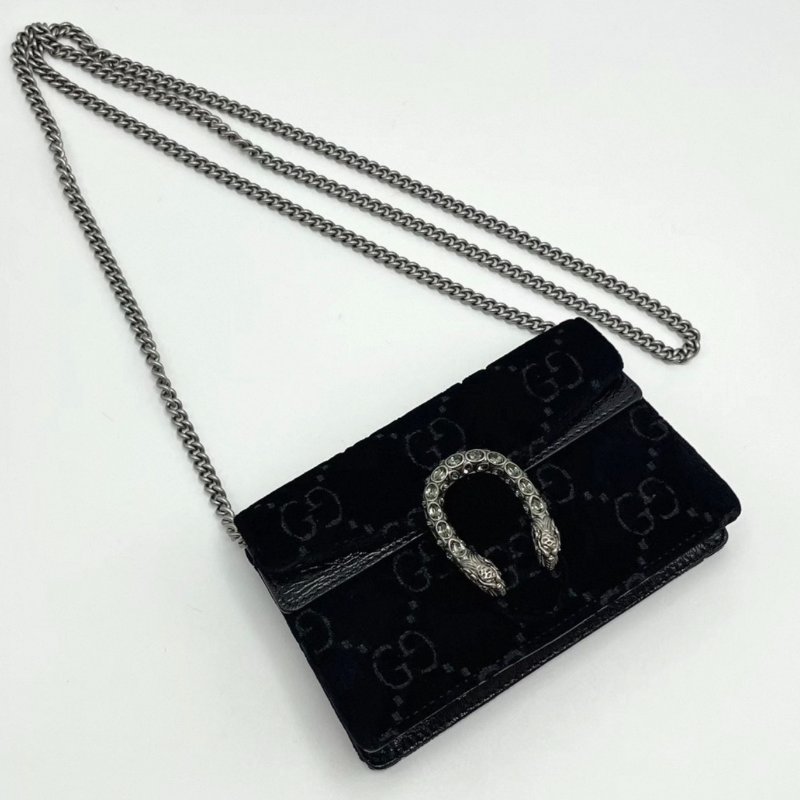 GUCCI 黑色絲絨酒神mini肩背斜背包16.5*10*4 99新配件塵袋-2