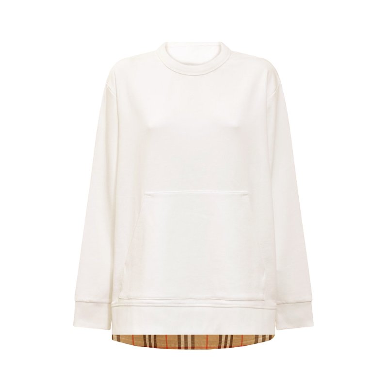 Burberry Check Pattern Sweatshirt for Women in White - 8046282-WHITE ( Size: M / L )-1