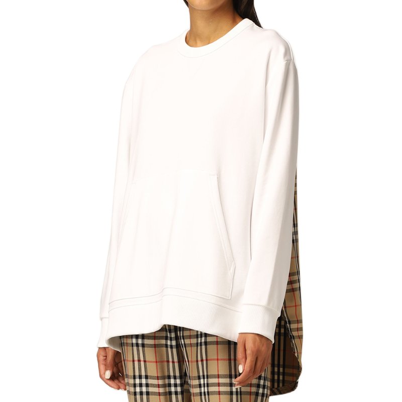 Burberry Check Pattern Sweatshirt for Women in White - 8046282-WHITE ( Size: M / L )-2