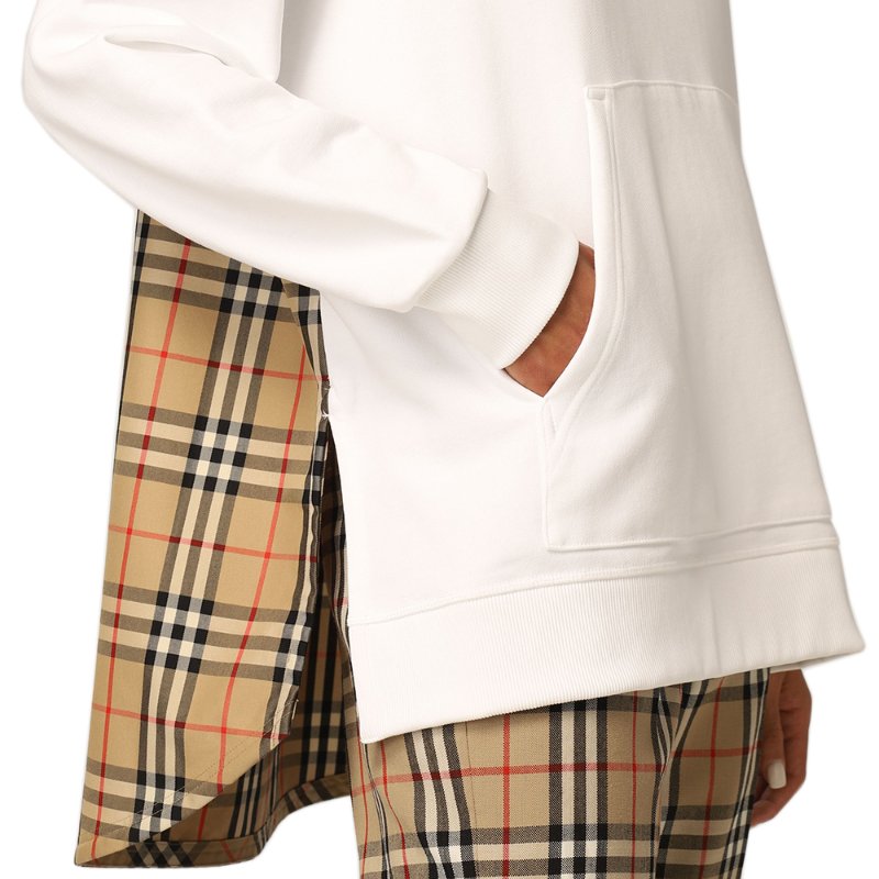 Burberry Check Pattern Sweatshirt for Women in White - 8046282-WHITE ( Size: M / L )-4