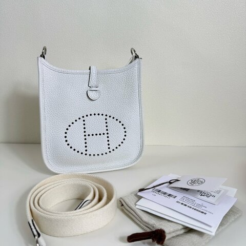Hermes 愛馬仕伊芙琳 冰川白 mini銀扣 b刻 2023年