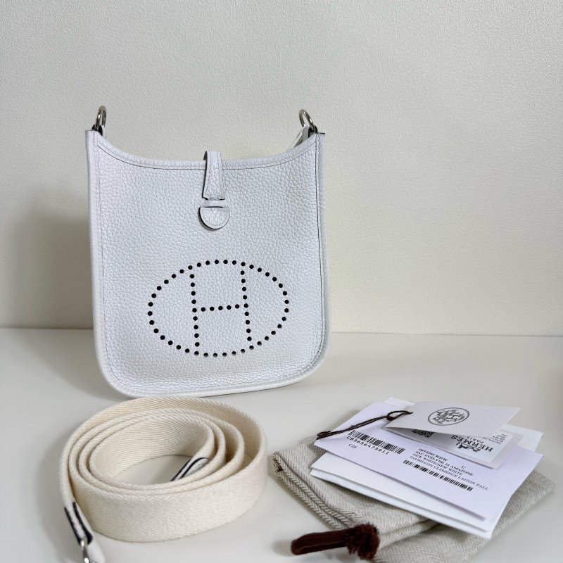 Hermes 愛馬仕伊芙琳 冰川白 mini銀扣 b刻 2023年-0