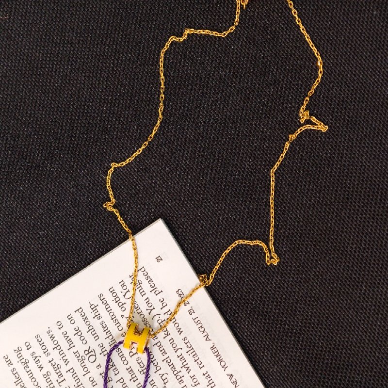 Hermes爱马仕 popmini 項鍊 黃色-3