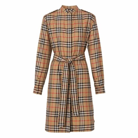 Burberry Vintage Check Shirt Dress for Women in Brown - 8048728-Archive_Beige ( Size: 8 )