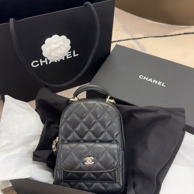 #大全配🈶購證 #近新閒置 香奈兒黑金荔枝便宜小書包🈶3️⃣種背法🉑斜挎/肩背-6