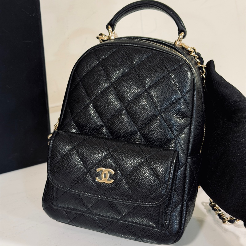 #大全配🈶購證 #近新閒置 香奈兒黑金荔枝便宜小書包🈶3️⃣種背法🉑斜挎/肩背-10