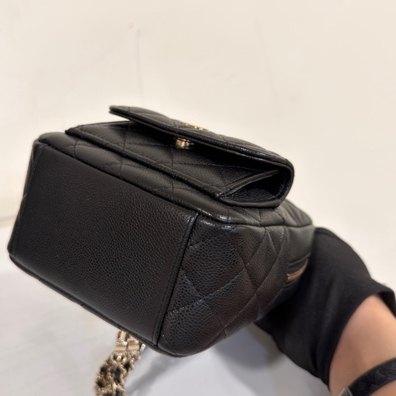 #大全配🈶購證 #近新閒置 香奈兒黑金荔枝便宜小書包🈶3️⃣種背法🉑斜挎/肩背-15