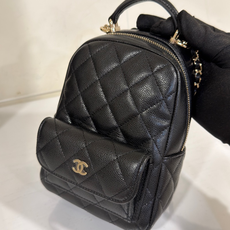 #大全配🈶購證 #近新閒置 香奈兒黑金荔枝便宜小書包🈶3️⃣種背法🉑斜挎/肩背-19