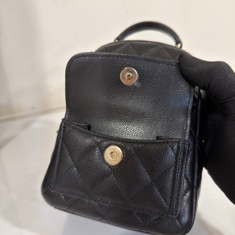 #大全配🈶購證 #近新閒置 香奈兒黑金荔枝便宜小書包🈶3️⃣種背法🉑斜挎/肩背-23
