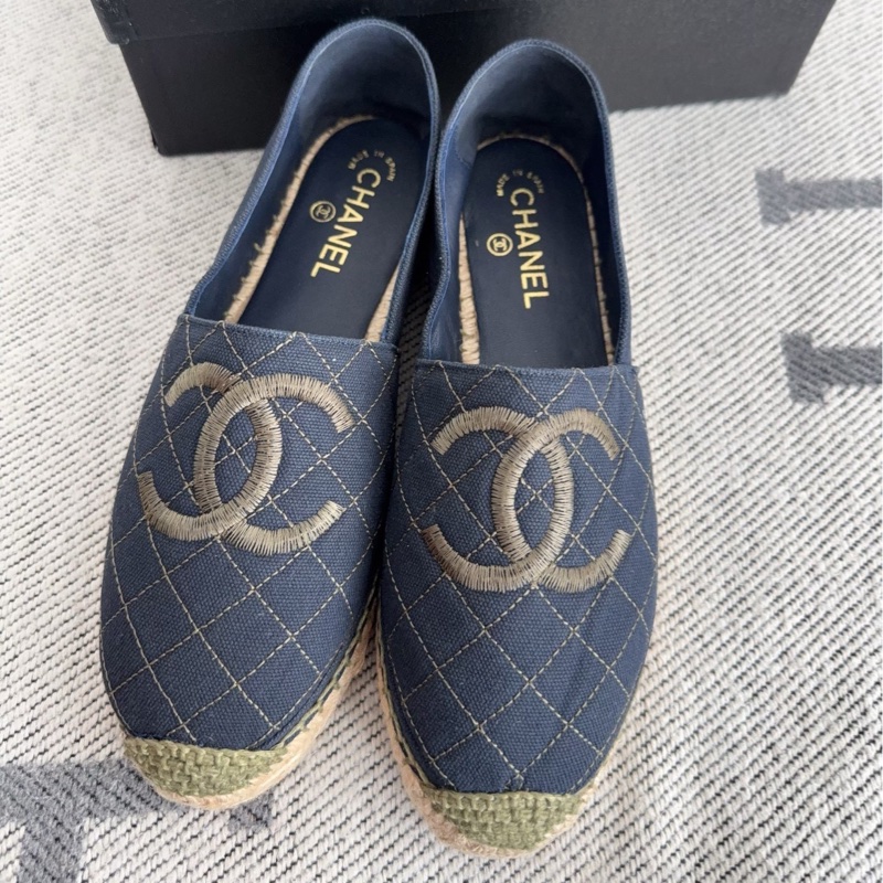 【全新品】chanel香奈兒草編藤編漁夫鞋平底鞋休閒鞋 40碼 偏小-0