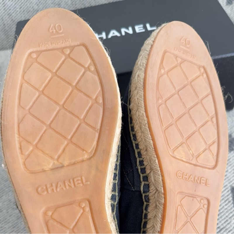 【全新品】chanel香奈兒草編藤編漁夫鞋平底鞋休閒鞋 40碼 偏小-1