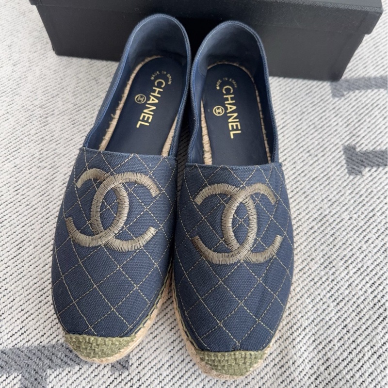 【全新品】chanel香奈兒草編藤編漁夫鞋平底鞋休閒鞋 40碼 偏小-2