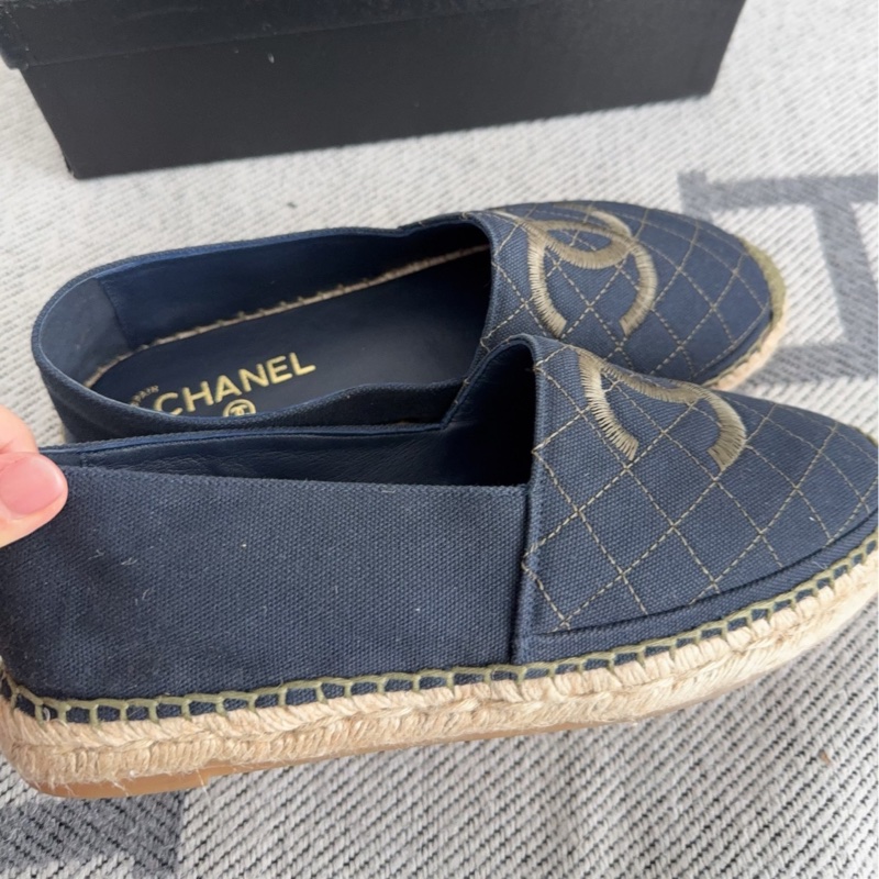 【全新品】chanel香奈兒草編藤編漁夫鞋平底鞋休閒鞋 40碼 偏小-3