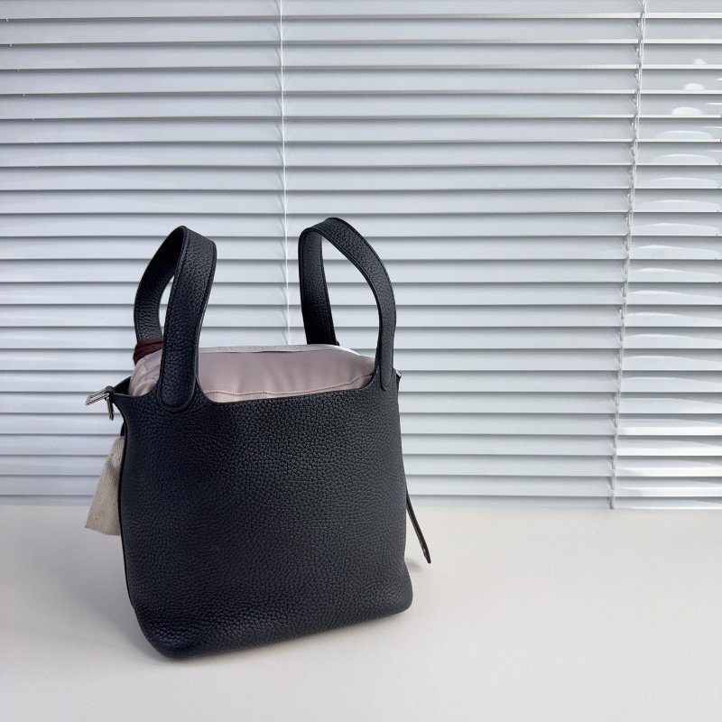 Hermes 愛馬仕 菜籃子18黑銀-1