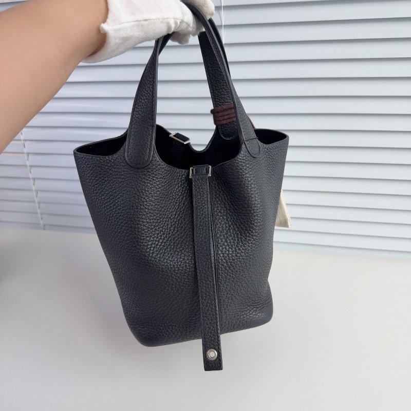 Hermes 愛馬仕 菜籃子18黑銀-7