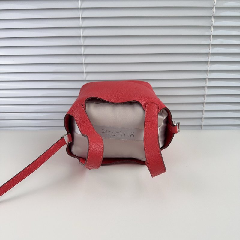 Hermes 愛馬仕 菜籃子紅色銀扣 18寸-4